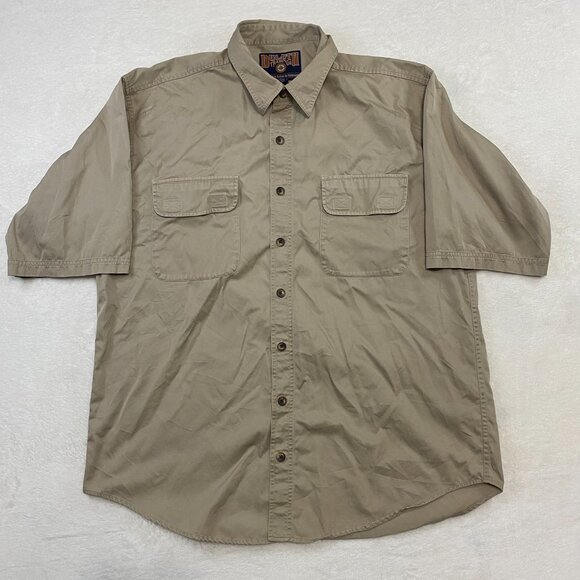 Duluth Trading Button Up Shirt Short Sleeve Canvas Cotton Work Men's XL Tall - Picture 1 of 10